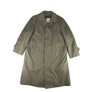 London Towne Mens Beige Lined Collared Button Up Front‎ Trench Coat Size 42